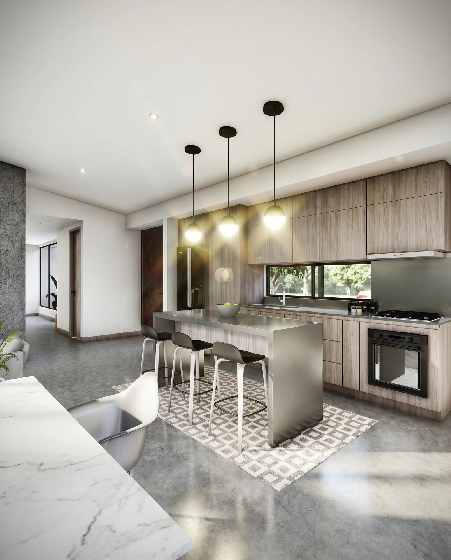 Cocina moderna con isla central