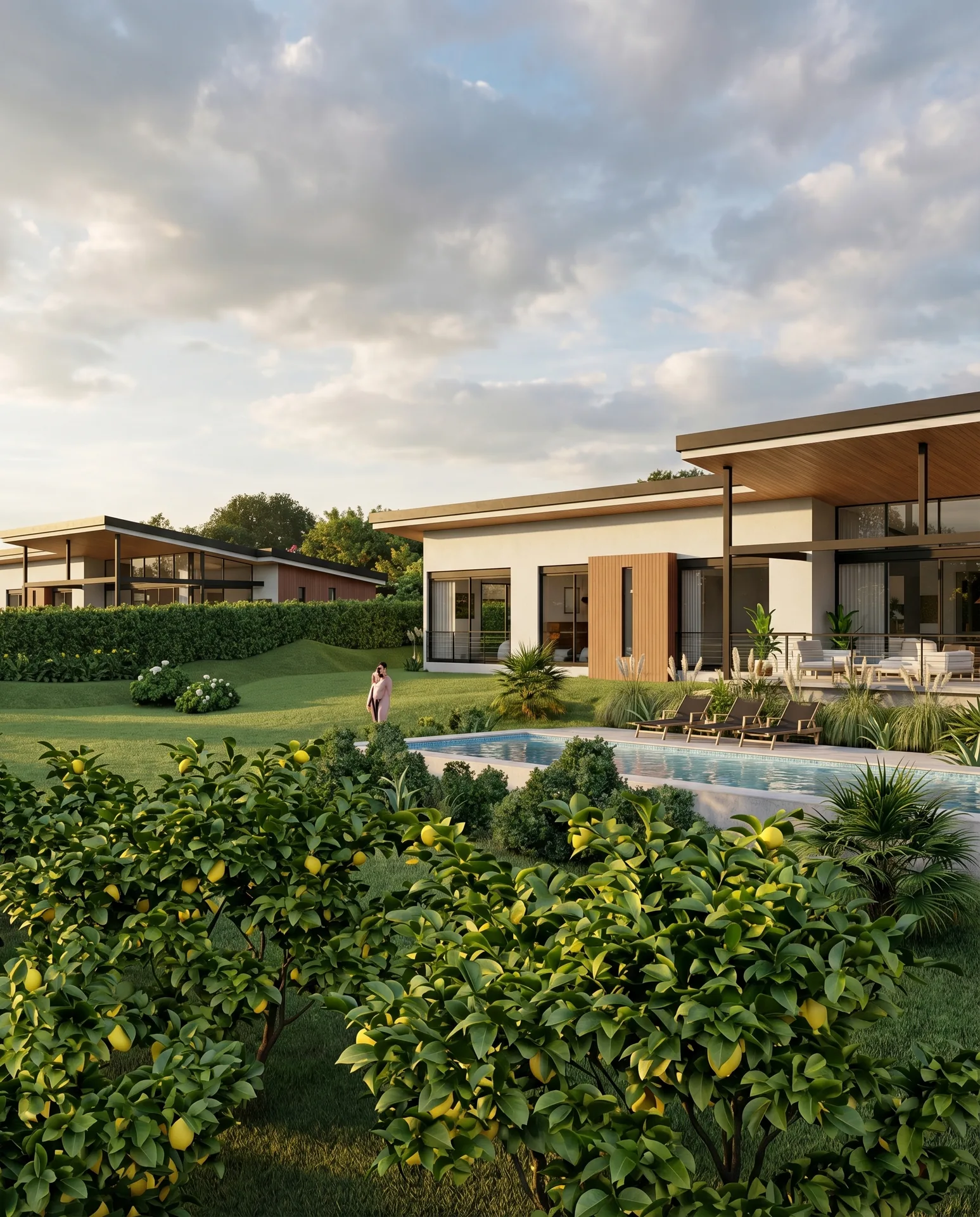 Villa con jardin y arboles frutales