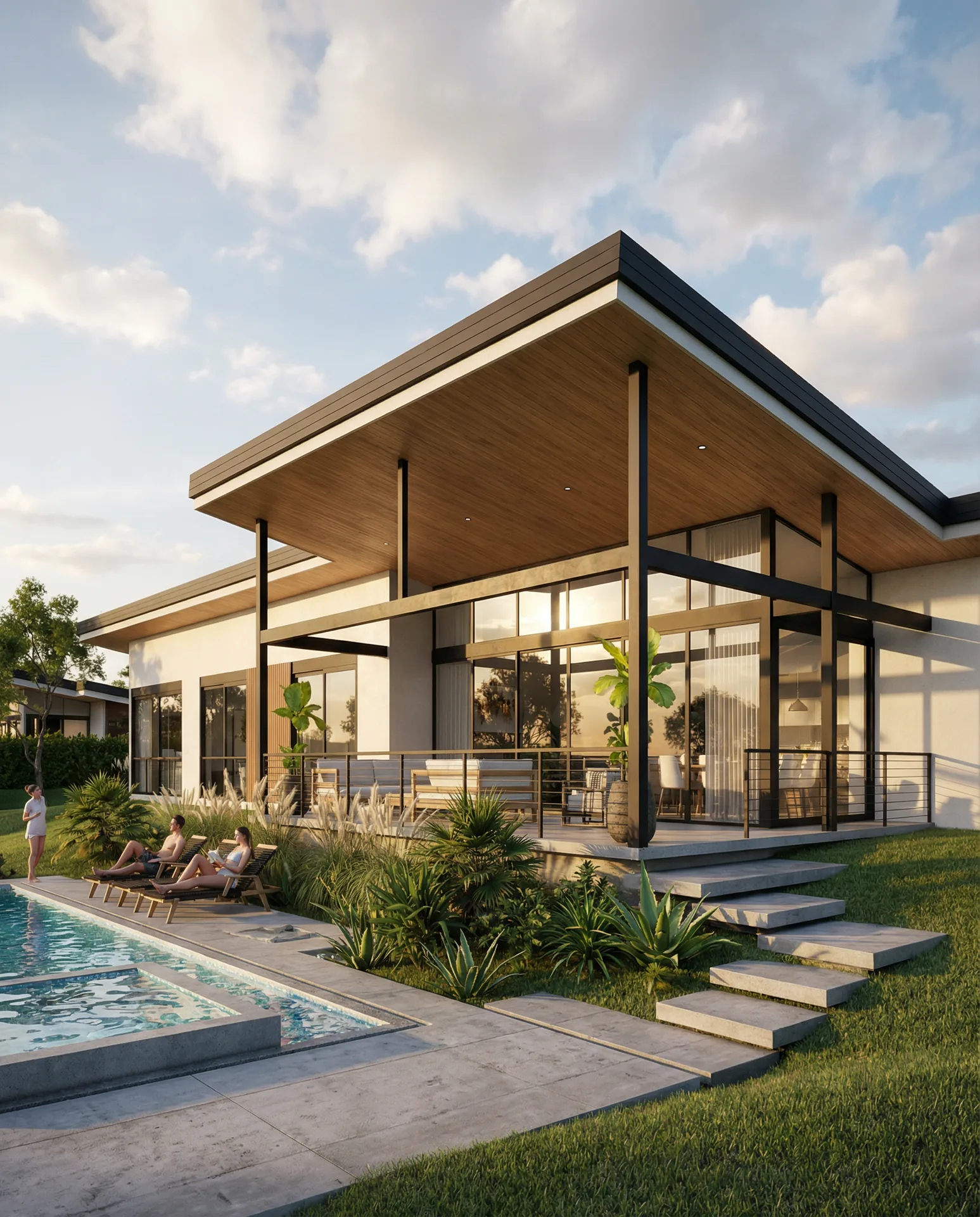 Villa con piscina y terraza cubierta en el paisaje cafetero colombiano